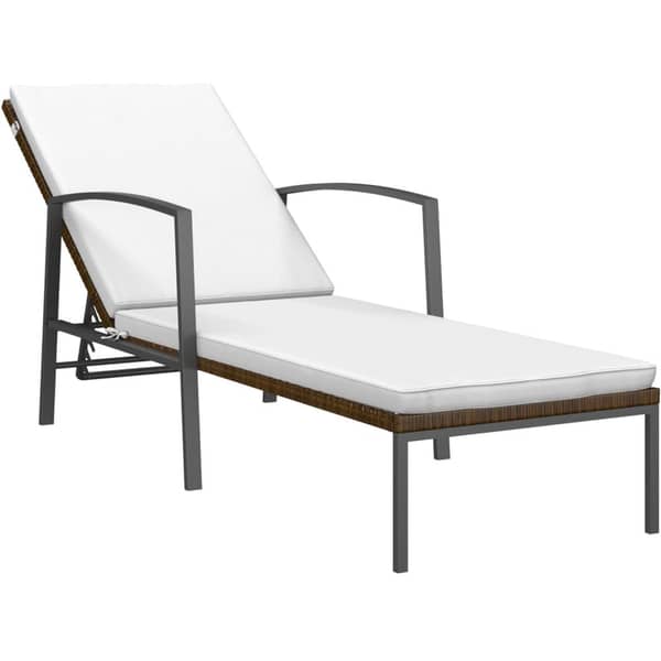 Vidaxl Garden Sun Lounger With Cushion Poly Rattan Brown