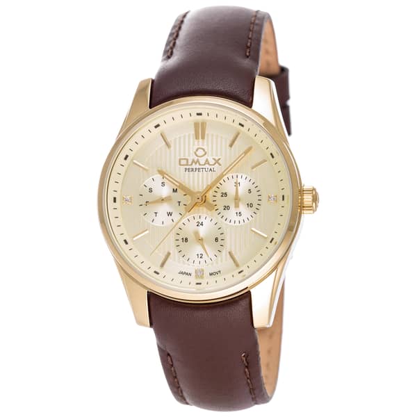 Omax PL11G15I Women's Multifunction Leather Watch