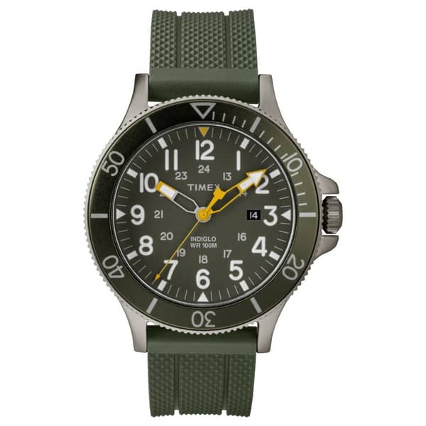 Timex Allied Quartz Green Silicon Watch For Men TW2R60800 Timex Allied Quartz Green Silicon Watch For Men TW2R60800