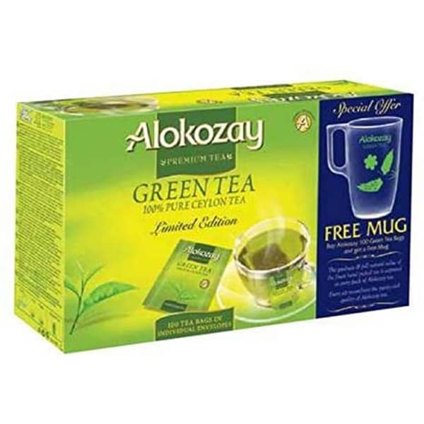 Alokozay Green Tea 100 Tea Bag + Mug