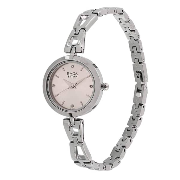 Titan, 2540SM06, Womens Watch Raga Collection Analog, White Dial Silver Stainless Band Titan, 2540SM06, Womens Watch Raga Collection Analog, White Dial Silver Stainless Band
