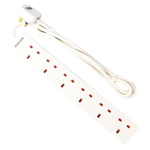 Philips 6Way Plug Extension Socket 1.8m White Philips 6Way Plug Extension Socket 1.8m White