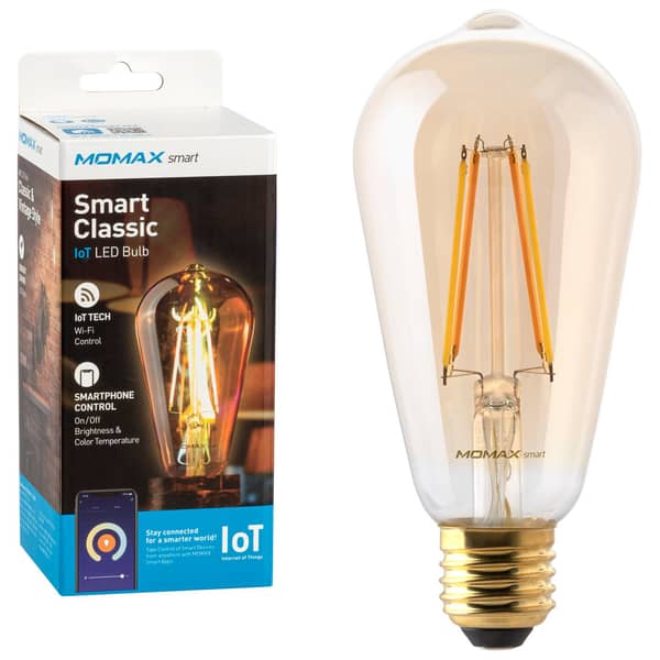 Momax Smart LOT Classic Vintage style LED Bulb E27 Dimmable Wi-Fi Smartphone Voice Control Compatible Momax Smart LOT Classic Vintage style LED Bulb E27 Dimmable Wi-Fi Smartphone Voice Control Compatible