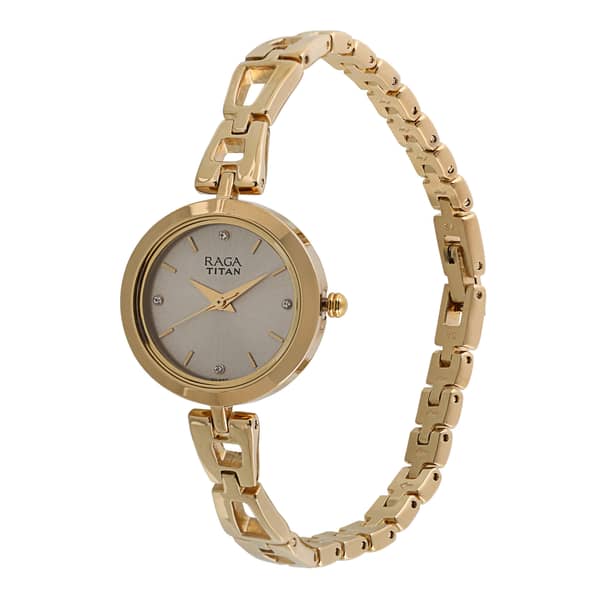 Titan, 2540YM06, Womens Watch Raga Collection Analog, Grey Dial Gold Stainless Band
