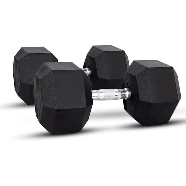 Sparnod Fitness Hex Dumbbells 5KG Each X 2 Rubber Coated Non-slip Handle For Or Muscle Toning And Full Body Workout