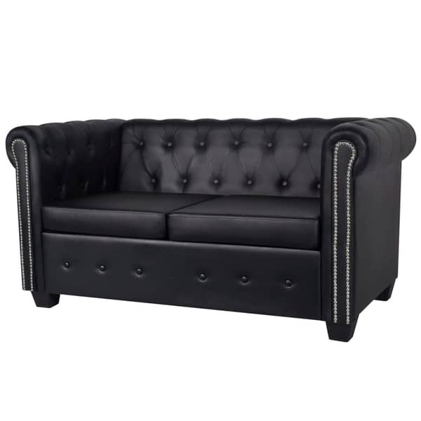 Vidaxl Chesterfield 2-seater Artificial Leather Black Vidaxl Chesterfield 2-seater Artificial Leather Black