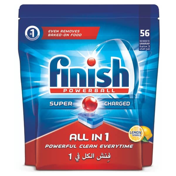 Finish Dishwasher Detergent All in One Tabs Lemon 56s