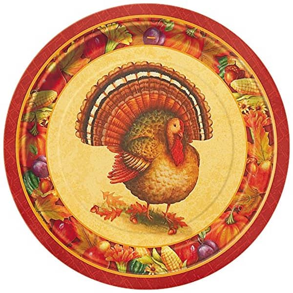 Unique Festive Turkey Thanksgiving Dessert Plates, 8Ct