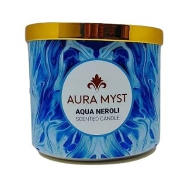 Aura Myst 14oz 3-Wick Glass Jar Candle Aqua roli Aura Myst 14oz 3-Wick Glass Jar Candle Aqua roli