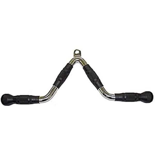 ULTIMAX V Rubber End Cable Machine Attachment Barbel Machine Cable Attachment Pro Grip Revolving Non Slip Handle Bar Pro Grip Revolving pull down Lat Bar-Silver, for Bicep Tricep