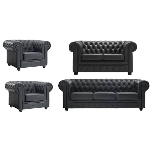 Ingles Sofa Sets 7 - Seater ( 3+2+1+1 ) in Black Color