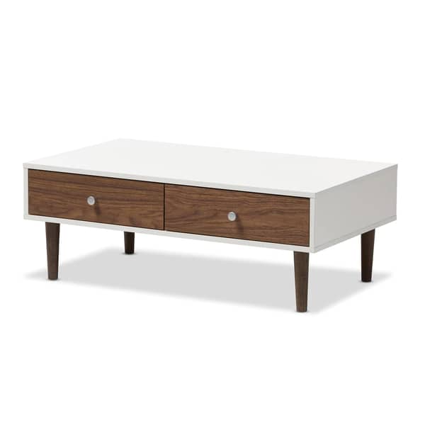 Asghar Furniture - Marilla Coffee Table - White & Walnut