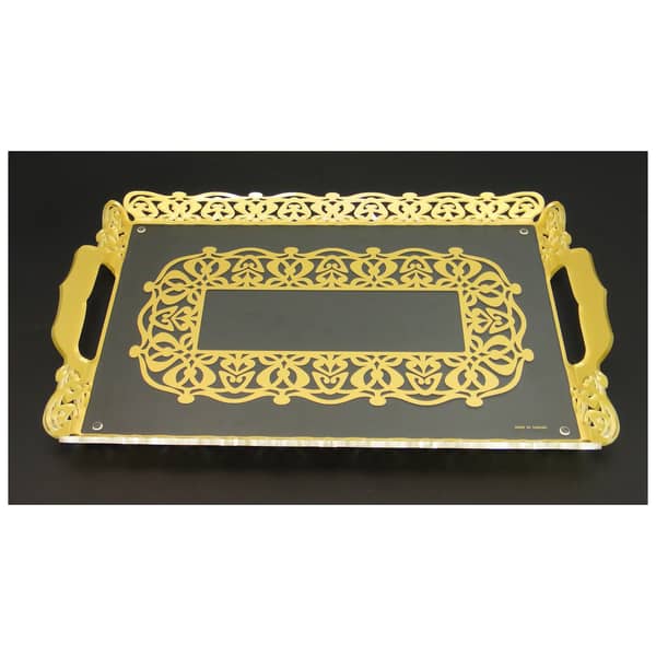 Home Style Deluxe Laser Cutting Serving Tray Gold Home Style Deluxe Laser Cutting Serving Tray Gold
