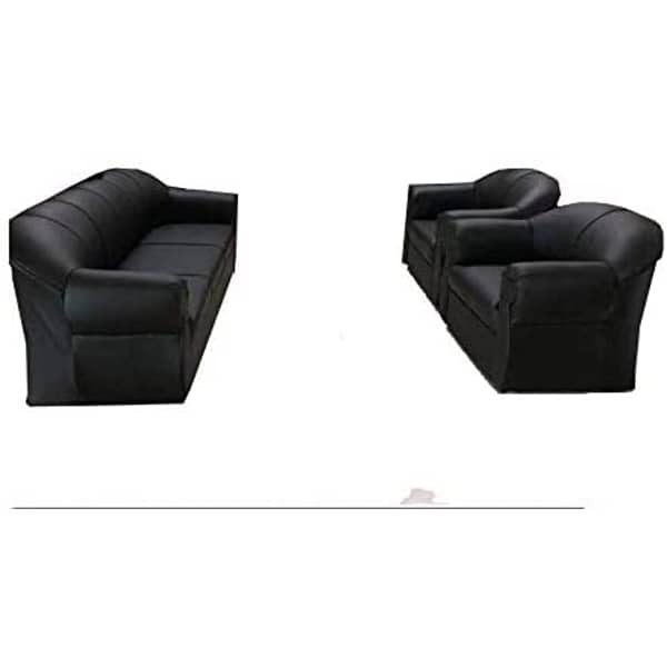 MAB Modern 5 Seat Faux Leather Sofa Couch Set for Living Room, Black