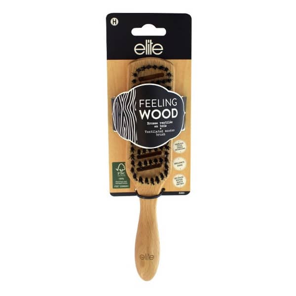 Elite FSC Wood Ventilated Brush Plastics + Boar Bristles Brown