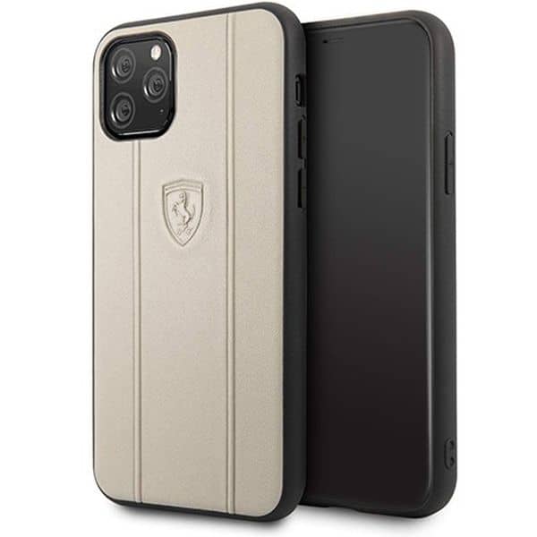 Ferrari Leather Case With Ferrari Logo For Iphone 11 Pro Beige