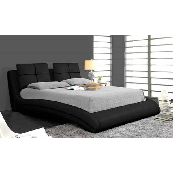 Upholstered Curved Bed Frame Super King With Mattress Black