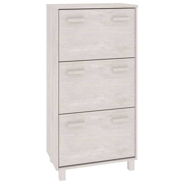 vidaXL Shoe Cabinet HAMAR White 59.5x35x117 cm Solid Wood Pine