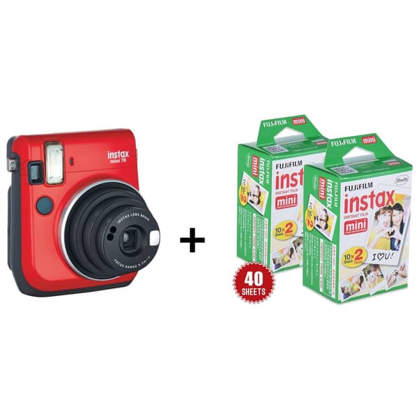 Fujifilm Instax Mini 70 Instant Camera Red + Instax Mini 40 Sheets Fujifilm Instax Mini 70 Instant Camera Red + Instax Mini 40 Sheets