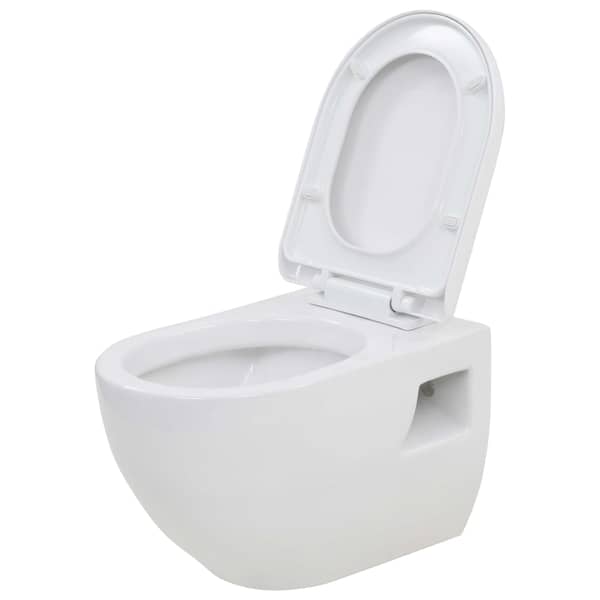 vidaXL Wall-Hung Toilet Ceramic White vidaXL Wall-Hung Toilet Ceramic White