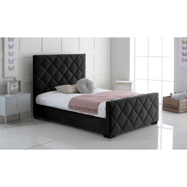 Velvet Bed Frame Queen Bed Black