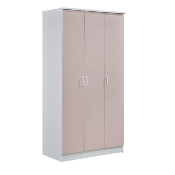 Danube - Jackson 3 Door Wardrobe-white / Light Pink