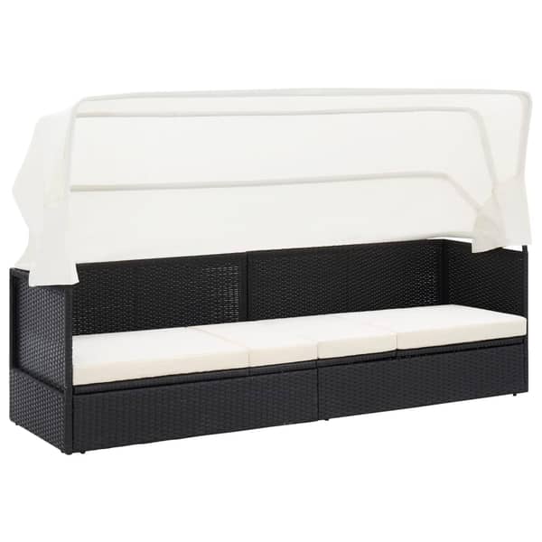 Vidaxl Garden Sofa With Canopy Black Poly Rattan Vidaxl Garden Sofa With Canopy Black Poly Rattan