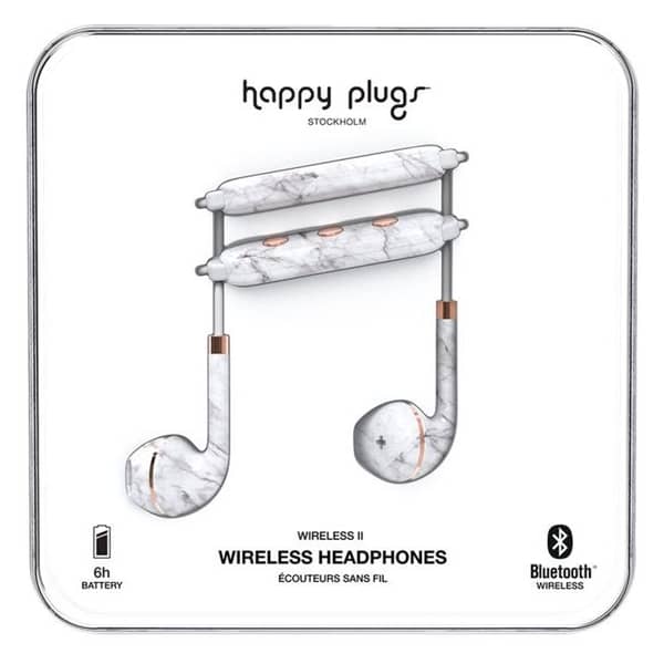 Happy Plugs Wireless II Bluetooth Headphone - White Marble Happy Plugs Wireless II Bluetooth Headphone - White Marble