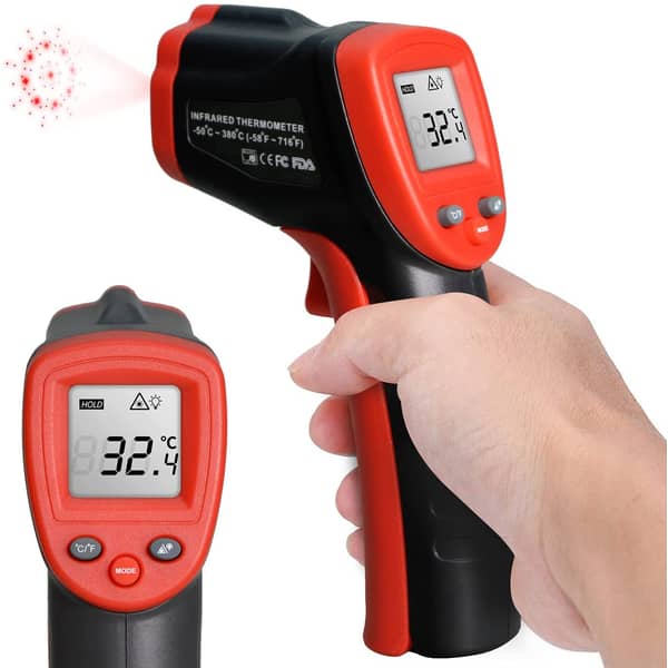 Ecvv High Precision Infrared Thermometer Professional Industrial Temperature Gun Etm380 Non-contact Lcd Display Digital Laser Thermometer -50~380℃