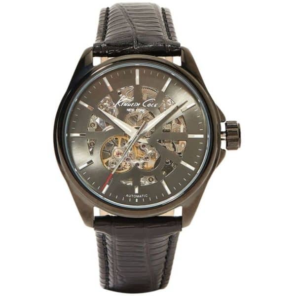 Kenneth Cole 10011931 Automatic Mens Black Leather Gray dial Watch