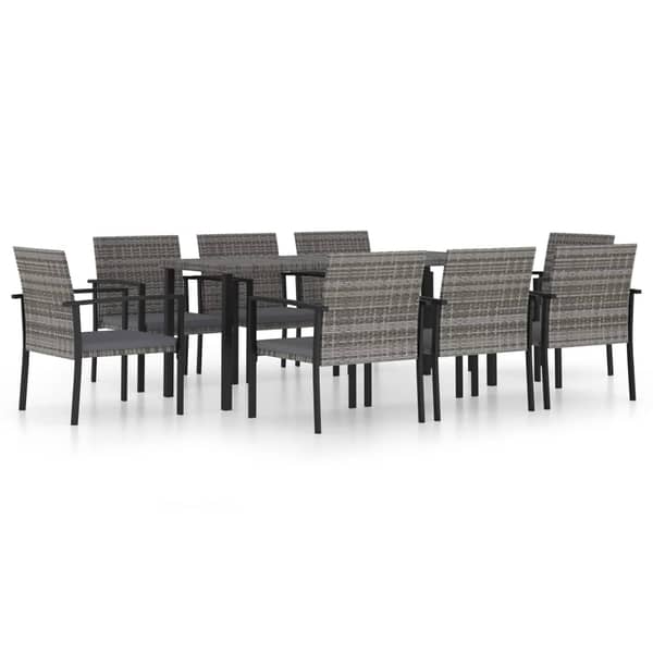Vidaxl 9 Piece Garden Dining Set Poly Rattan Grey