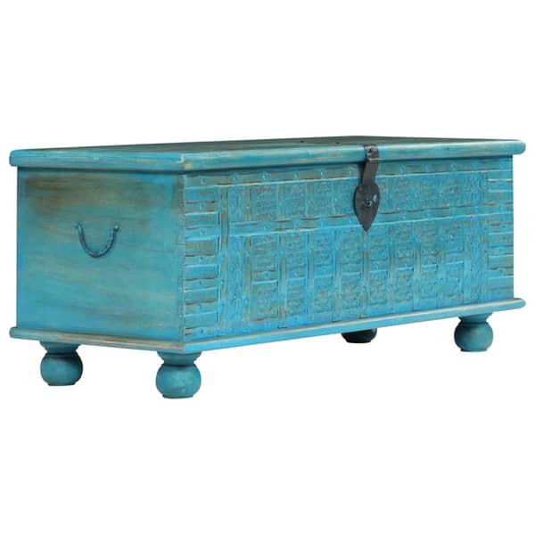 vidaXL Storage Chest Solid Mango Wood Blue 100x40x41 cm