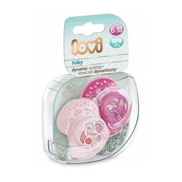 Lovi Dynamic Soother Silicone 6-18M 2pcs Folky Girl Lovi Dynamic Soother Silicone 6-18M 2pcs Folky Girl