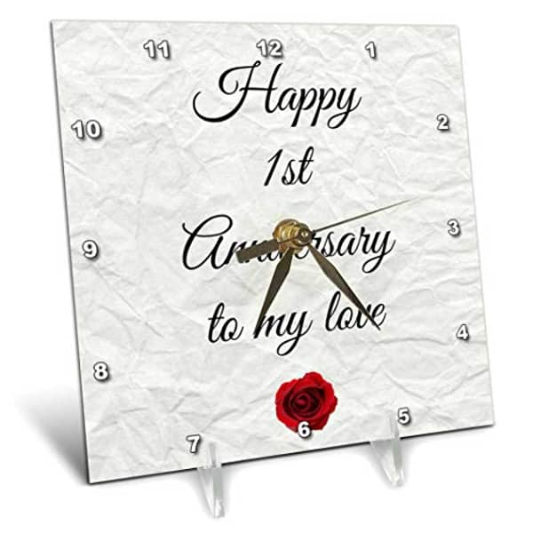 3Drose Happy 1St Anniversary To My Love On Faux Paper-Like Background - Desk Clock, 6 By 6-Inch (Dc_221892_1) 3Drose Happy 1St Anniversary To My Love On Faux Paper-Like Background - Desk Clock, 6 By 6-Inch (Dc_221892_1)