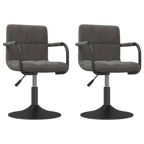 Vidaxl Swivel Dining Chairs 2 Pcs Dark Grey Velvet Vidaxl Swivel Dining Chairs 2 Pcs Dark Grey Velvet