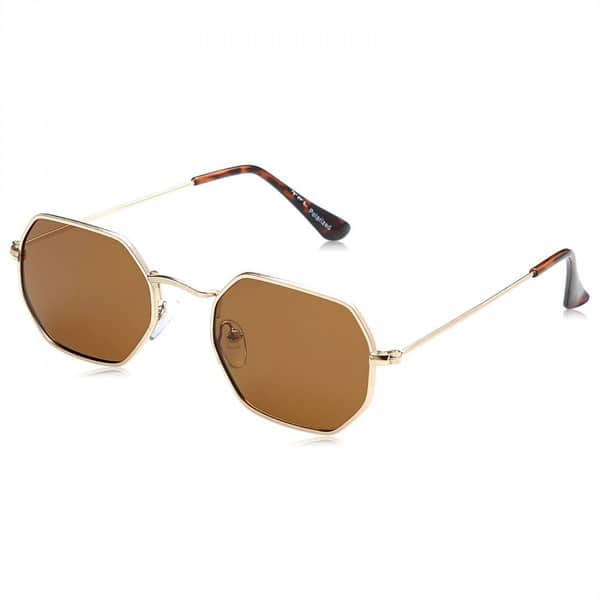 TFL Octagon Shaped Women's Brown Polarized Sunglasses