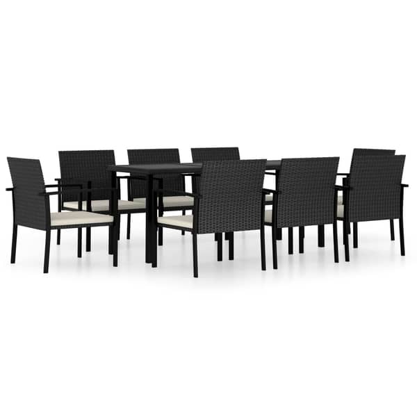 Vidaxl 9 Piece Garden Dining Set Poly Rattan Black