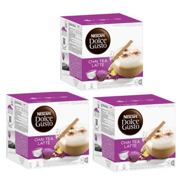 Nescafe Dolce Gusto Chai Tea Latte Coffee Capsules (16 Capsules 8 Cups) Pack of 3 Nescafe Dolce Gusto Chai Tea Latte Coffee Capsules (16 Capsules 8 Cups) Pack of 3