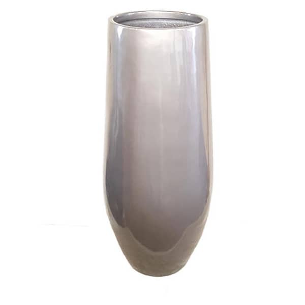 Fiber Stone Plant Pot Grey Glossy H76cm