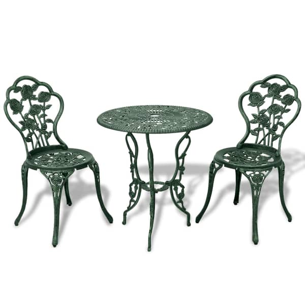 Vidaxl 3 Piece Bistro Set Cast Aluminium Green