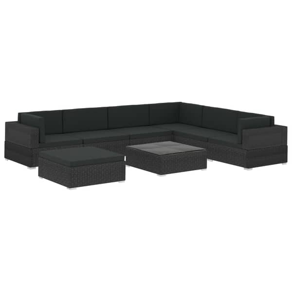 Vidaxl 8 Piece Garden Lounge Set With Cushions Poly Rattan Black Vidaxl 8 Piece Garden Lounge Set With Cushions Poly Rattan Black