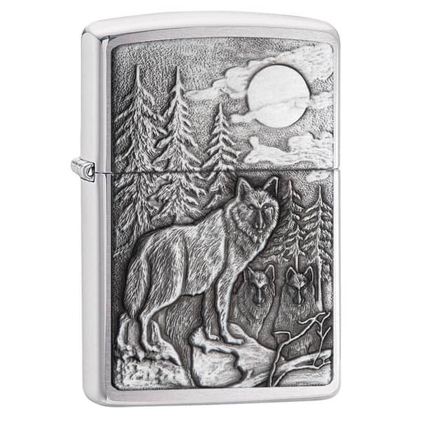 Zippo 20855 200 Timber Wolves Brushed Chrome Windproof Lighter