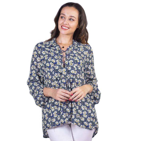 Miella Navy Blue Ditsy Floral Peasant Top Size L Miella Navy Blue Ditsy Floral Peasant Top Size L