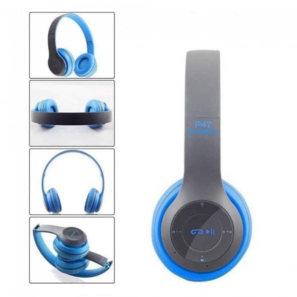 P47 Universal Foldable EDR Wireless Headphones Bluetooth 4.2 Overhead Headset with Noise Canceling and MP3/MP4/FM Player BLUE P47 Universal Foldable EDR Wireless Headphones Bluetooth 4.2 Overhead Headset with Noise Canceling and MP3/MP4/FM Player BLUE