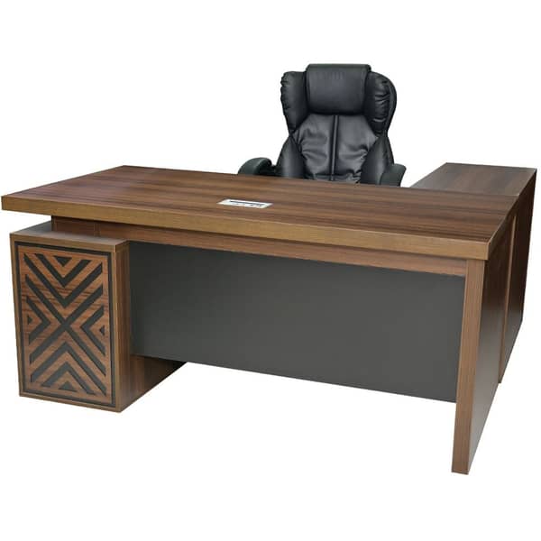 Executive Office Wooden Desk Table With Drawers For Office, Home, Meeting Room, Teak Black