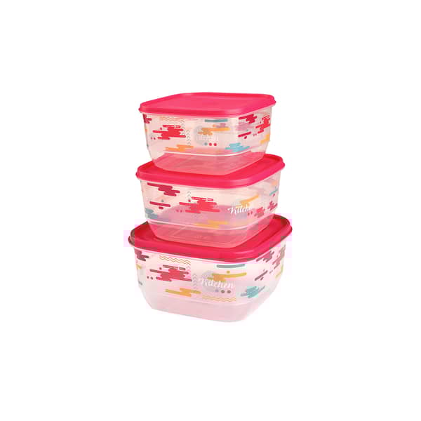 Trendy Square Food Saver With Iml Design - 3 Pcs Set (1.9 Lt. + 2.6 Lt. + 3.6 Lt.) Trendy Square Food Saver With Iml Design - 3 Pcs Set (1.9 Lt. + 2.6 Lt. + 3.6 Lt.)
