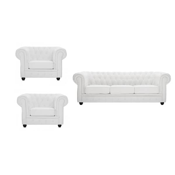 Ingles Sofa Sets 5 - Seater ( 3+1+1 ) in White Color