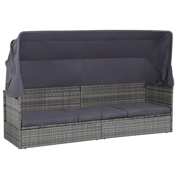 Vidaxl Garden Bed With Canopy Grey 205x62 Cm Poly Rattan Vidaxl Garden Bed With Canopy Grey 205x62 Cm Poly Rattan
