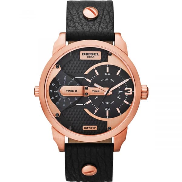 Diesel DZ7317 Mini Daddy Black Dual Time Dial Black Ion-plated Mens Watch Diesel DZ7317 Mini Daddy Black Dual Time Dial Black Ion-plated Mens Watch
