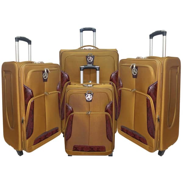 Visit Eva 4pc Nylon Soft Luggage Trolley Bags Set Brown